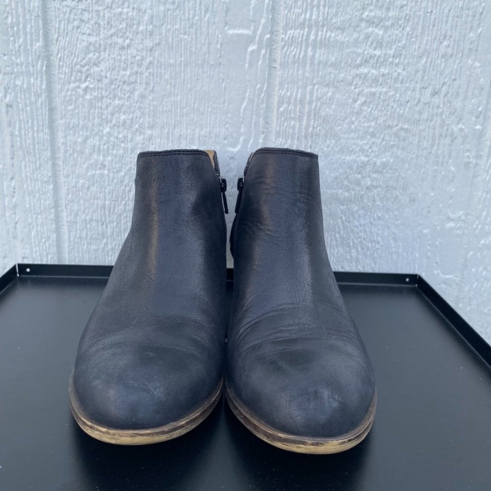 Lucky Brand Burklee Ankle Booties Side Zip Leather Black Size 10 - Picture 3 of 9